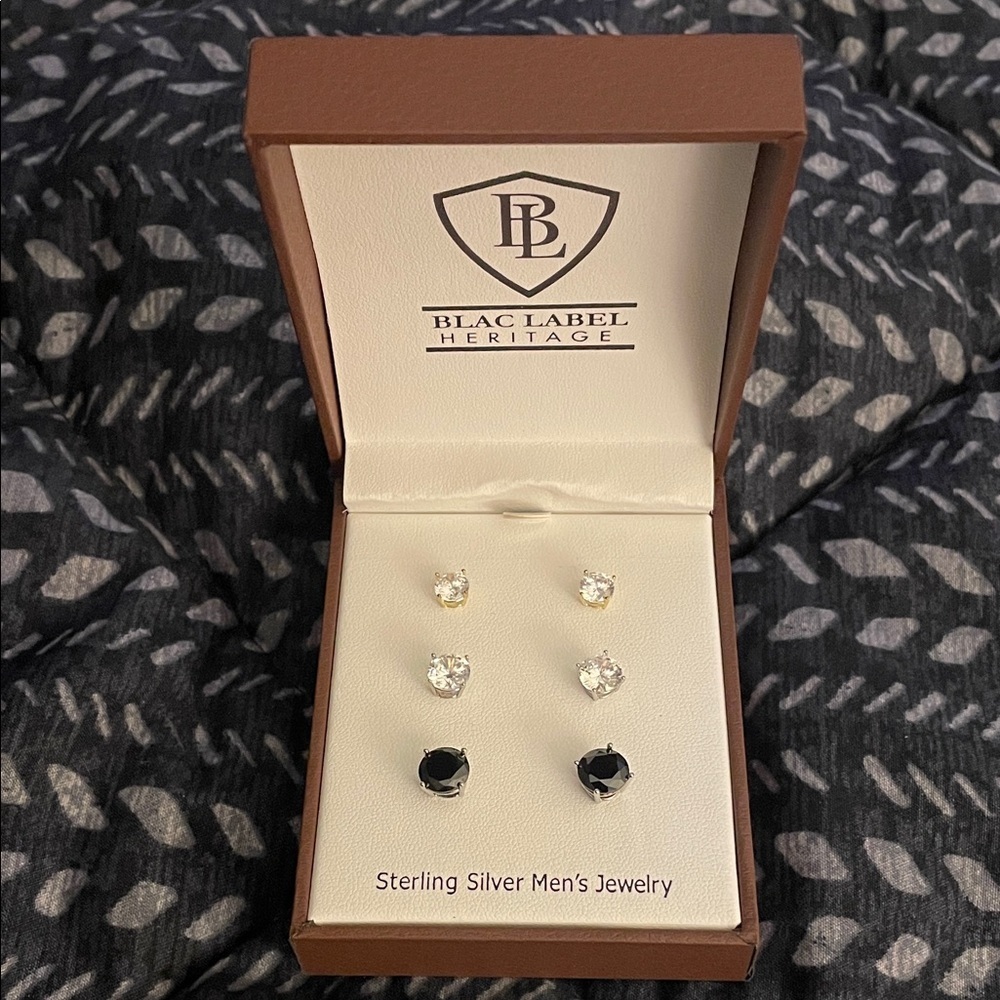 Blac Label Heritage Silver and Black Men's Stud Set